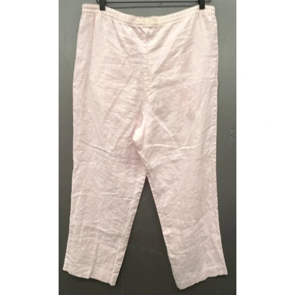 Women Vtg Linen Pants 10 Petal Pink Mini Pockets Coastal Preppy Beachy Soft Girl